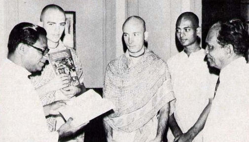 Sri Lanka Prime Minister R. Premadasa,With Ripughna Dasa, Rohini-Kumara Dasa, Mahakarta Dasa And Mr. Vincent Perera