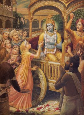 Queen Kunti With Krsna