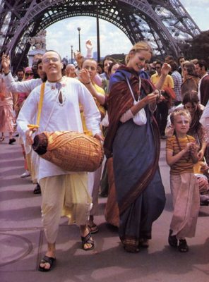 She Joins Devotees  in Sankirtana