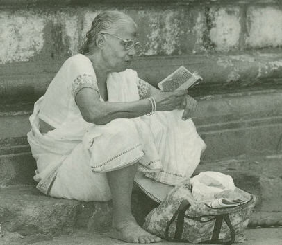 Visitors Reads Prayers in the Courtyard