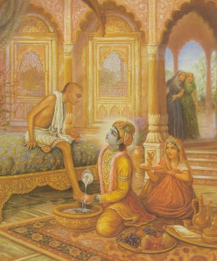 Lord Krsna Welcomes His Friends Sudama