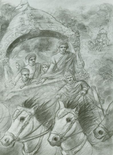 The Pandavas With Kunti and Kunti