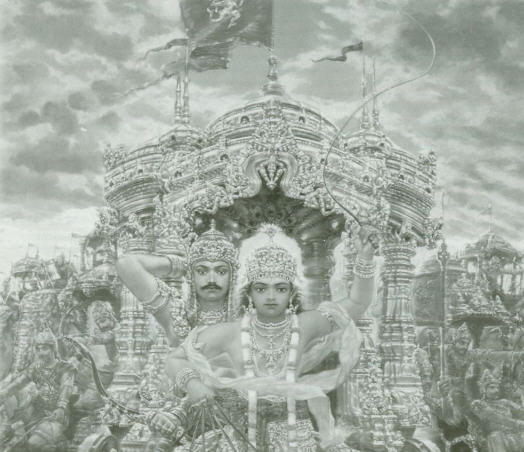 Lord Krishna Drives Arjuna Chariot