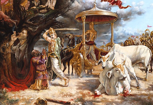 Parikshit Maharaj Cutting The Leg Of Kali
