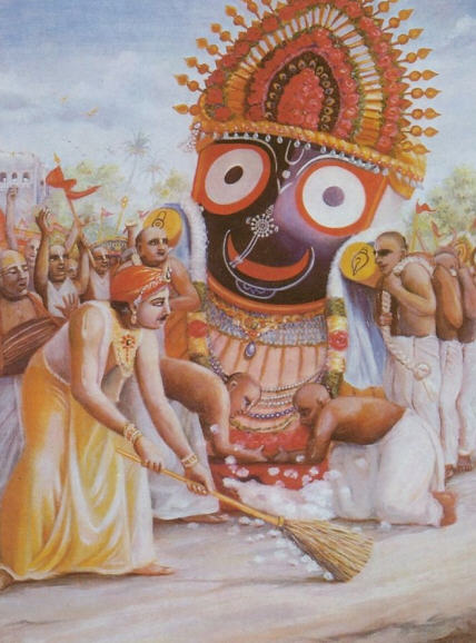 King Prataparudra Sweeping The Street in Font Of Lord Jagganath