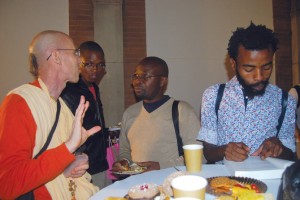 Jayadvaita Swami speaks informally with audience members