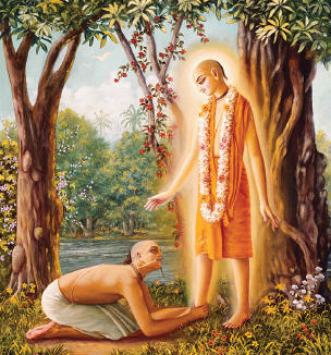 Sanatana Gosvami approaches Lord Caitanya